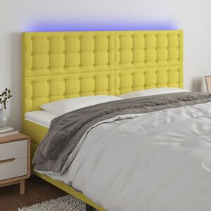 vidaXL sengegavl med LED-lys 200x5x118/128 cm stof grøn