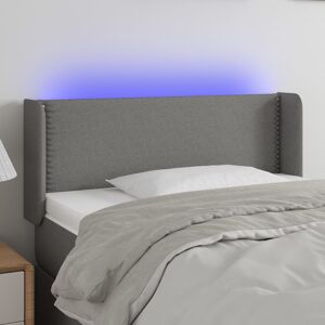 vidaXL sengegavl med LED-lys 93x16x78/88 cm stof mørkegrå