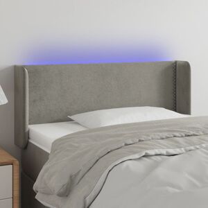 vidaXL sengegavl med LED-lys 103x16x78/88 cm fløjl lysegrå