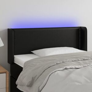 vidaXL sengegavl med LED-lys 83x16x78/88 cm kunstlæder sort