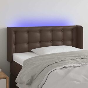 vidaXL sengegavl med LED-lys 103x16x78/88 cm kunstlæder brun