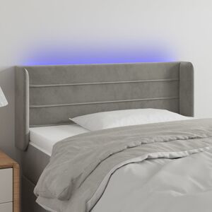 vidaXL sengegavl med LED-lys 93x16x78/88 cm fløjl lysegrå