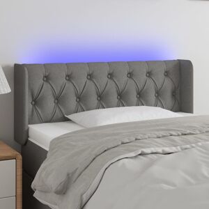 vidaXL sengegavl med LED-lys 103x16x78/88 cm stof mørkegrå
