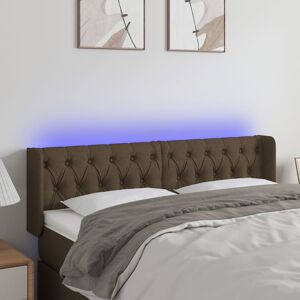 vidaXL sengegavl med LED-lys 163x16x78/88 cm stof mørkebrun