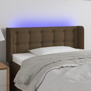 vidaXL sengegavl med LED-lys 103x16x78/88 cm stof mørkebrun