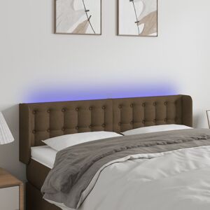 vidaXL sengegavl med LED-lys 147x16x78/88 cm stof mørkebrun