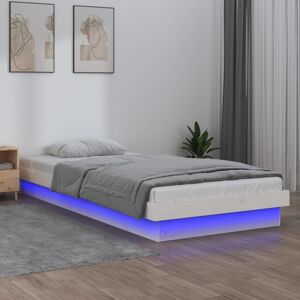 vidaXL sengeramme med LED-lys 90x190 cm Single massivt træ hvid