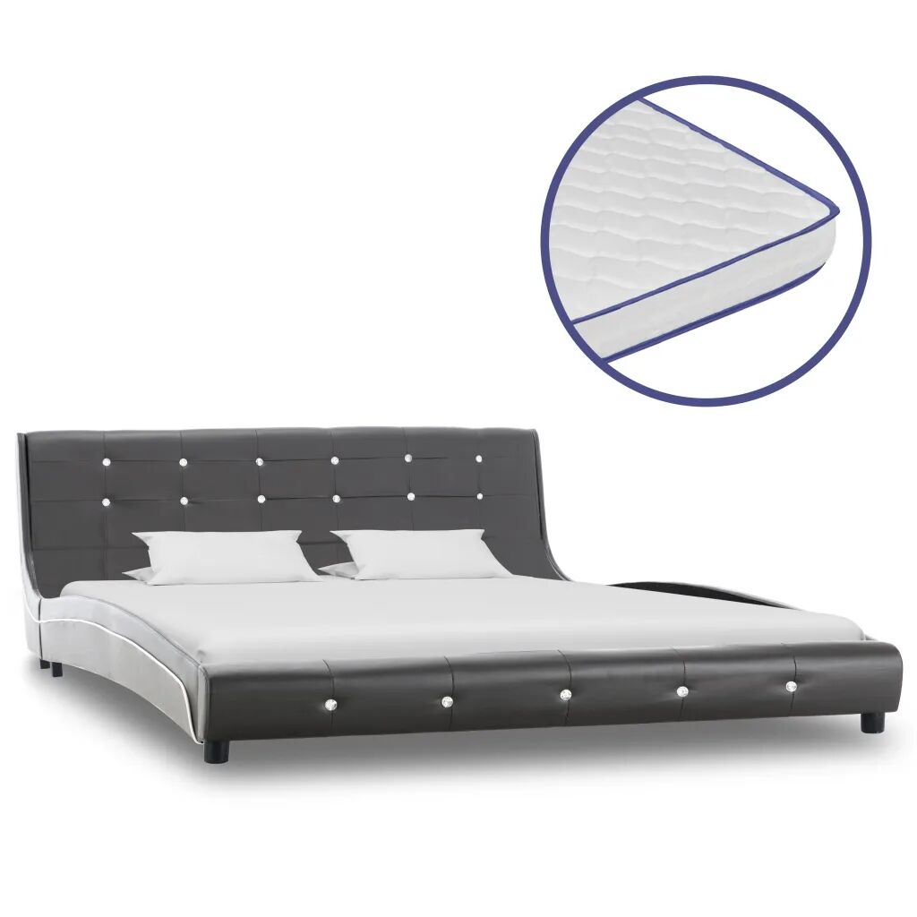 vidaXL seng med madras i memoryskum 160 x 200 cm  kunstlæder grå