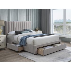 Unique Cama con 3 cajones 160 x 200 cm - Tela - Beige - LIAKO