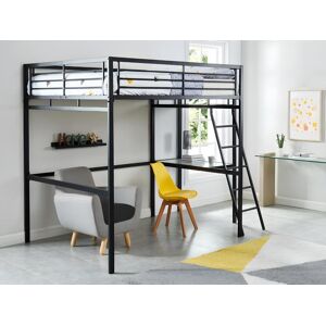 Unique Cama alta CASUAL 140x190 cm - Plataforma para escritorio + color antracita + colchón