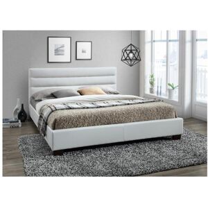 Unique Cama FAUSTIN - 160x200 cm - Piel sintética blanca