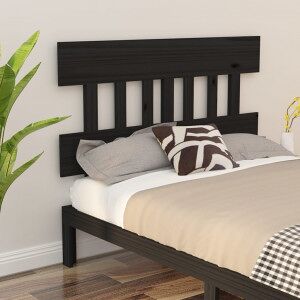 vidaXL Cabecero De Cama Madera Maciza De Pino Negro 143.5x3x81 Cm