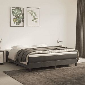 vidaXL Cama Box Spring Con Colchón Terciopelo Gris Oscuro 180x200 Cm