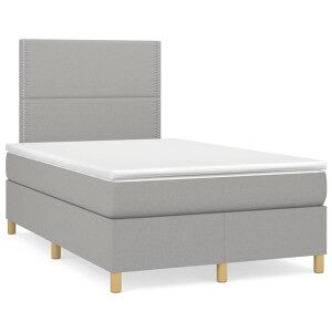 vidaXL Cama Box Spring Con Colchón Y Led Tela Gris Claro 120x190 Cm