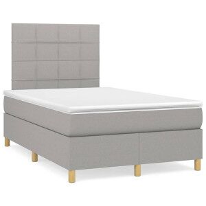 vidaXL Cama Box Spring Con Colchón Y Led Tela Gris Claro 120x190 Cm