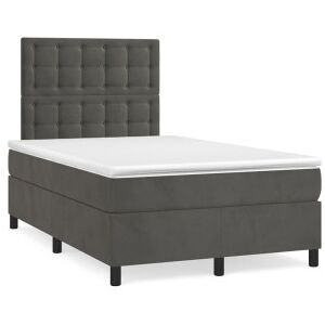 vidaXL Cama Box Spring Colchón Y Led Terciopelo Gris Oscuro 120x190 Cm