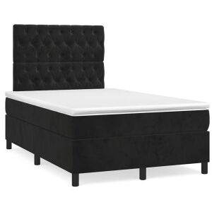 vidaXL Cama Box Spring Con Colchón Y Led Terciopelo Negro 120x190 Cm