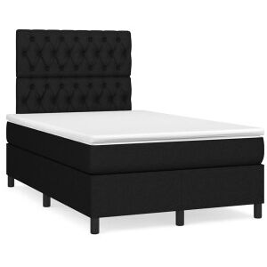 vidaXL Cama Box Spring Con Colchón Y Luces Led Tela Negro 120x190 Cm