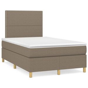 vidaXL Cama Box Spring Con Colchón Y Led Tela Gris Taupe 120x190 Cm