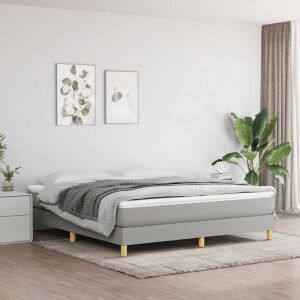 vidaXL Cama Box Spring Con Colchón Tela Gris Claro 180x200 Cm