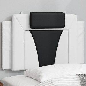 vidaXL Cabecero De Cama Acolchado Cuero Sintético Blanco Y Negro 80 Cm