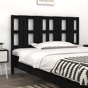 vidaXL Cabecero De Cama Madera Maciza De Pino Negro 125.5x4x100 Cm