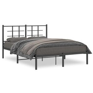 vidaXL Estructura De Cama Con Cabecero Metal Negro 135x190 Cm