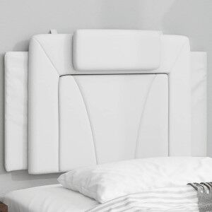 vidaXL Cabecero De Cama Acolchado Cuero Sintético Blanco 90 Cm