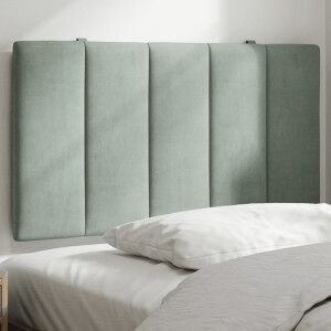 vidaXL Cabecero De Cama Acolchado Terciopelo Gris Claro 80 Cm