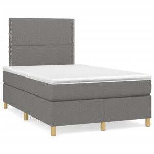 vidaXL Cama Box Spring Con Colchón Y Led Tela Marrón Oscuro 120x190 Cm