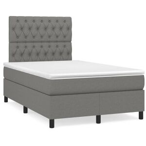 vidaXL Cama Box Spring Con Colchón Y Led Tela Marrón Oscuro 120x190 Cm