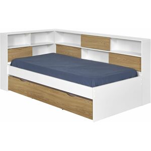 ID Kids Cama nido panel de fibras  blanco y madera 90x190 cm