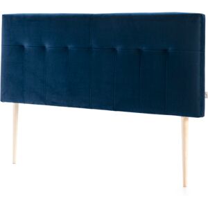 HOMN Cabecero tapizado 160x100 cm azul, terciopelo, patas de madera