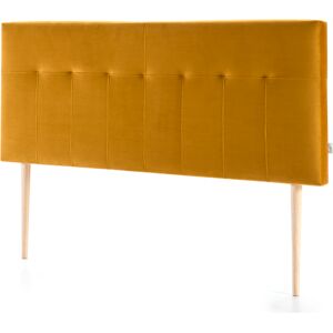 HOMN Cabecero tapizado 140x100 cm mostaza, para cama 135, patas de madera