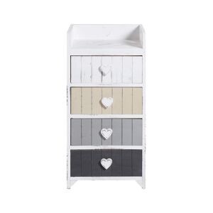 Mobili Rebecca Chifonier con 4 cajones de madera blanco, gris y beige