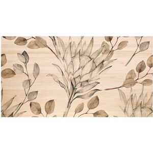 Decowood Cabecero de madera estampado 'ramas protea tonos pardos' de 105x80cm