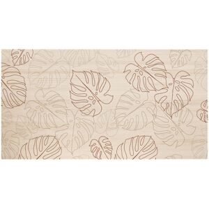 Decowood Cabecero de madera estampado motivo 'leaves lines' natural de 105x80cm