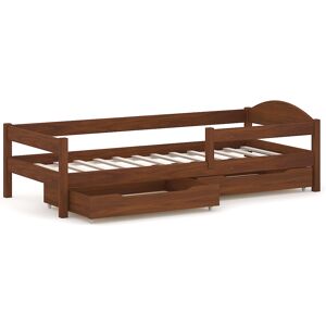 WNM Group Cama individual de pino macizo 180x80 palisandro