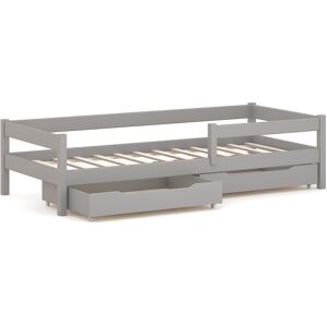 WNM Group Cama individual de pino macizo 180x80 gris