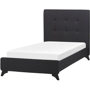 Beliani Cama individual en tejido negro 90x200