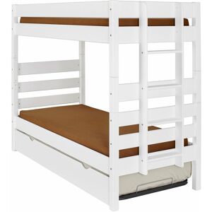 ID Kids Litera alta con cama nido y 2 colchones madera blanco 90x190 cm