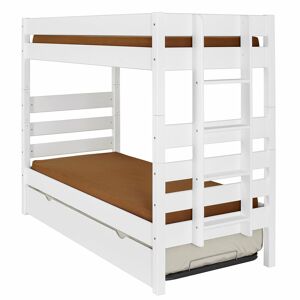 ID Kids Litera alta con cama nido y 2 colchones madera blanco 90x200 cm