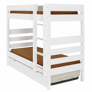 ID Kids Litera alta con cama nido y 2 colchones madera blanco 90x190 cm