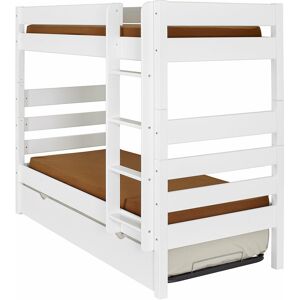 ID Kids Litera alta con cama nido y 2 colchones madera blanco 90x200 cm