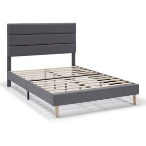 HOMN Estructura de Cama tapizada de 30 cm, 135/140x190 cm, Gris oscuro