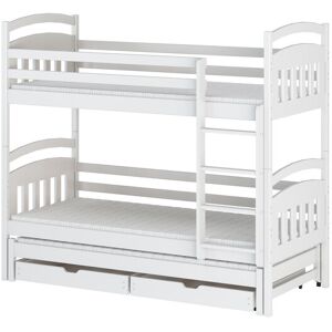 AKL FURNITURE Cama para niño Madera de pino Blanco 80x200