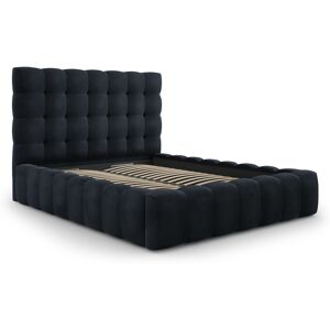 Micadoni Home Cama con cabecero y baúl de terciopelo azul oscuro