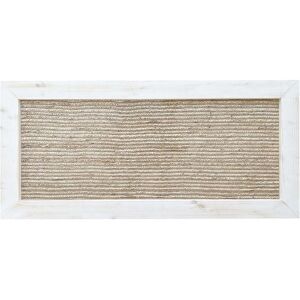 NATYAL Cabecero de yute natural y madera maciza en blanco envejecido 100x74cm