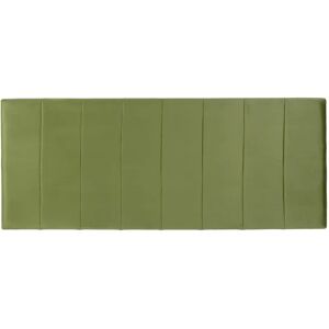 LOLAhome Cabecero tapizado franjas de terciopelo verde para cama de 150 cm