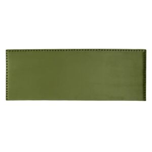 LOLAhome Cabecero tapizado con tachuelas de terciopelo verde para cama de 150 cm